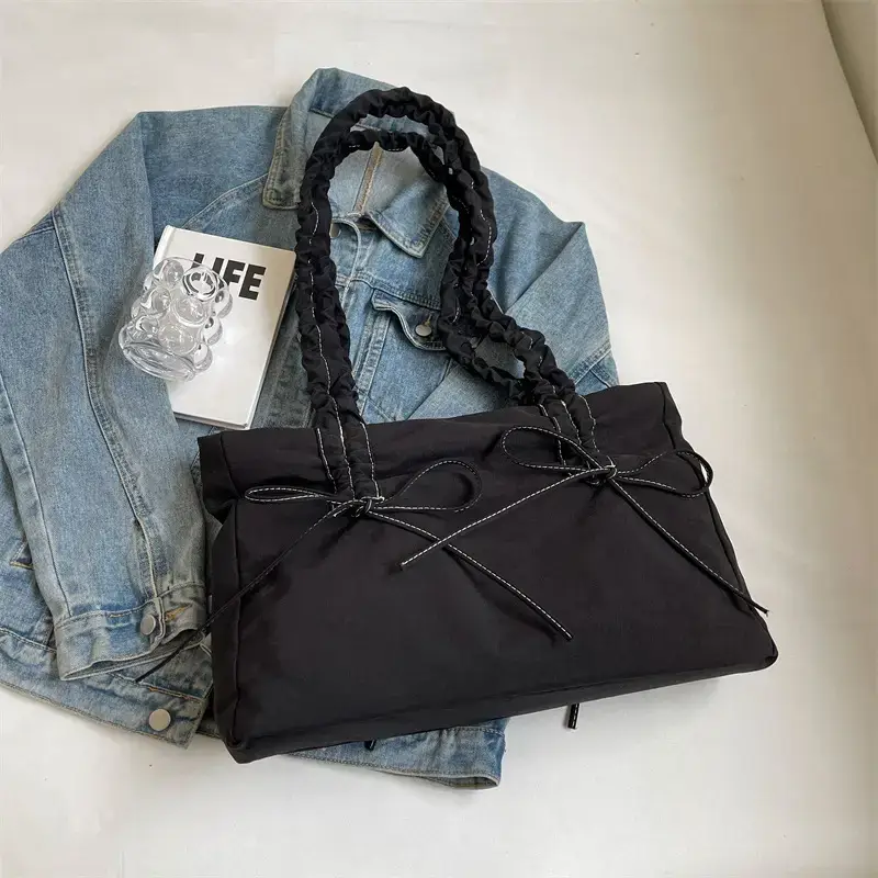 Women's Korean Style Pleated Shoulder Bag Grey 2024 - Image 4