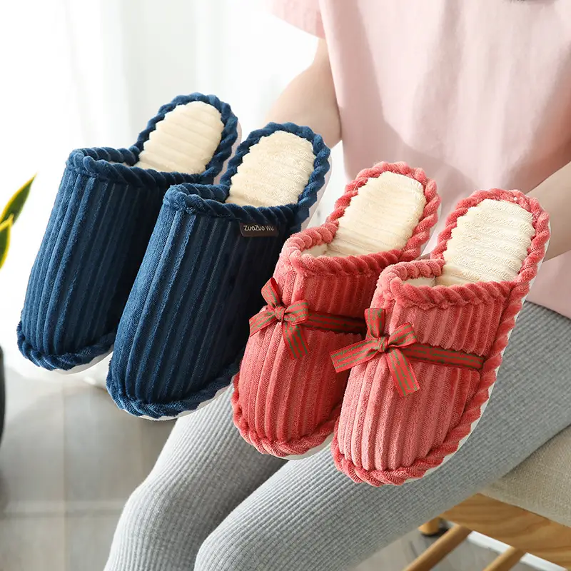 Bedside Hospitality Cotton Slippers Women's Autumn and Winter Household Indoor Men's Couple Anti-Slip Bottom Warm Slippers for Couple