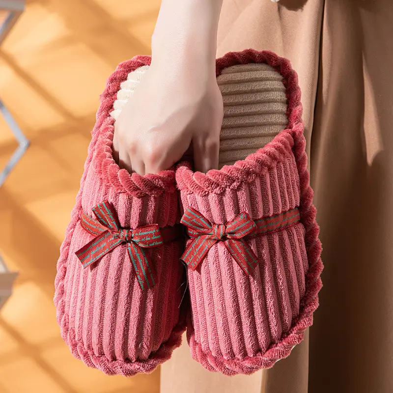 Bedside Hospitality Cotton Slippers Women's Autumn and Winter Household Indoor Men's Couple Anti-Slip Bottom Warm Slippers for Couple