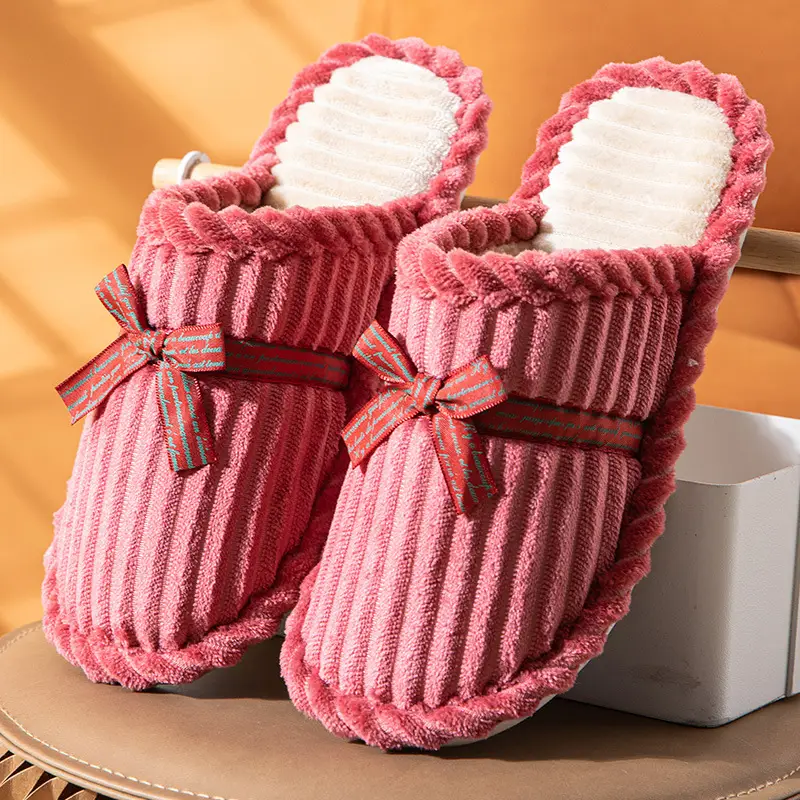Bedside Hospitality Cotton Slippers Women's Autumn and Winter Household Indoor Men's Couple Anti-Slip Bottom Warm Slippers for Couple