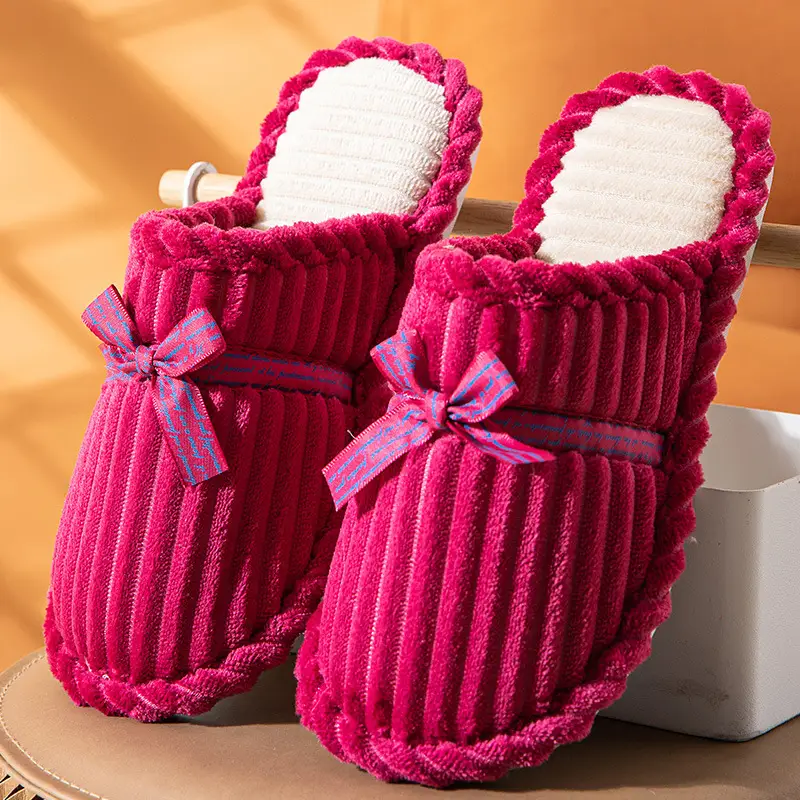 Bedside Hospitality Cotton Slippers Women's Autumn and Winter Household Indoor Men's Couple Anti-Slip Bottom Warm Slippers for Couple