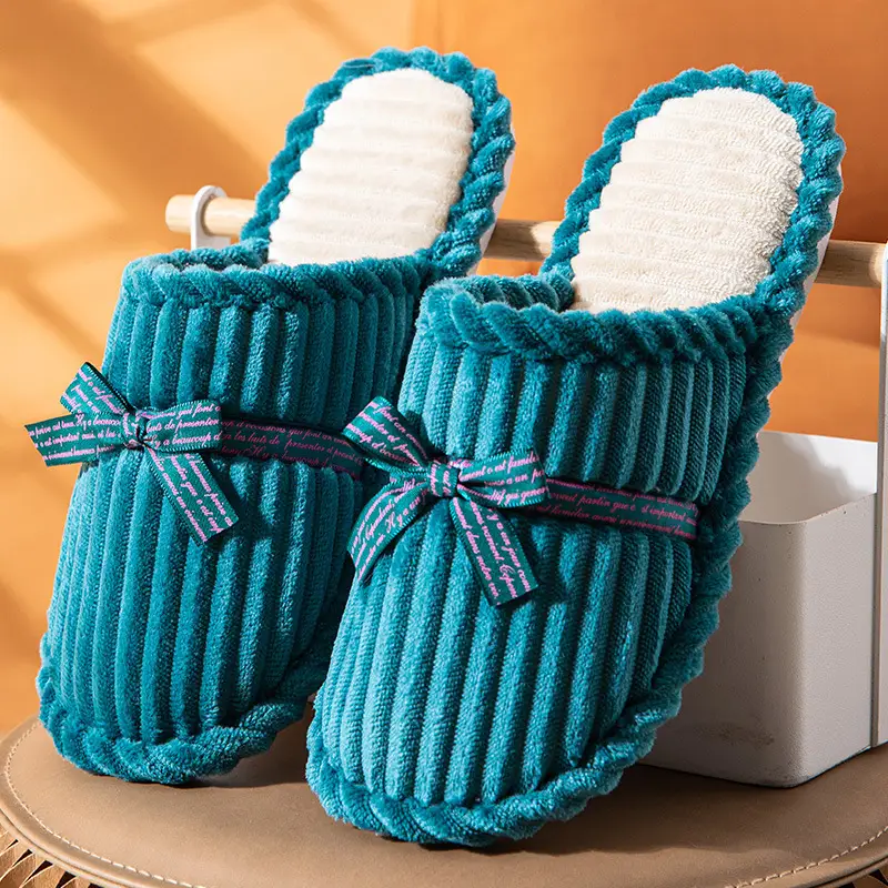 Bedside Hospitality Cotton Slippers Women's Autumn and Winter Household Indoor Men's Couple Anti-Slip Bottom Warm Slippers for Couple