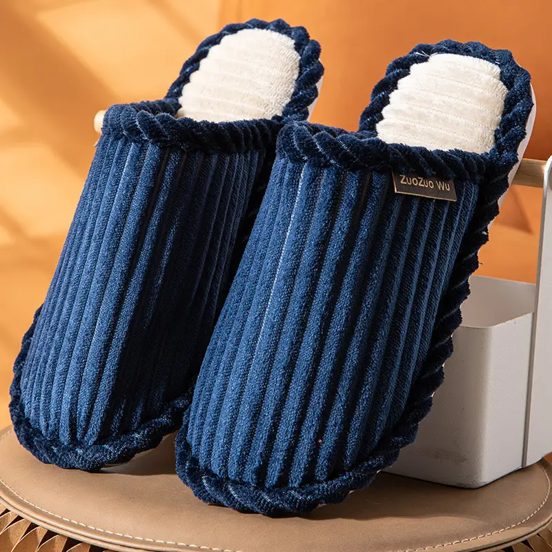 Bedside Hospitality Cotton Slippers Women's Autumn and Winter Household Indoor Men's Couple Anti-Slip Bottom Warm Slippers for Couple
