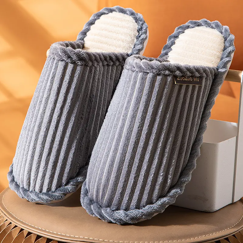 Bedside Hospitality Cotton Slippers Women's Autumn and Winter Household Indoor Men's Couple Anti-Slip Bottom Warm Slippers for Couple
