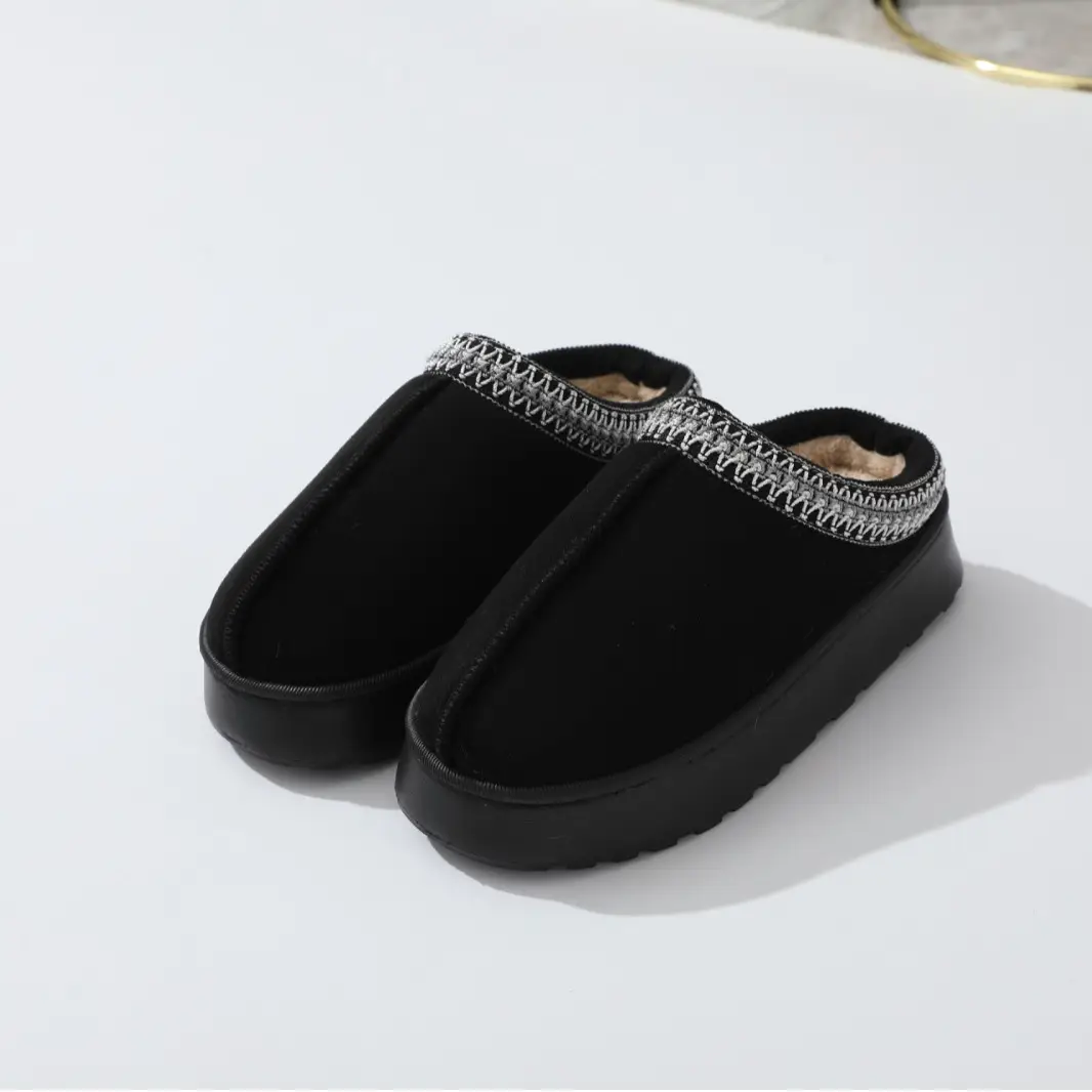 2024 New Cotton Slippers Light Luxury Women's Fashion Maillard Style Cute Home Indoor Warm Moon Cotton Shoes Thick Sole