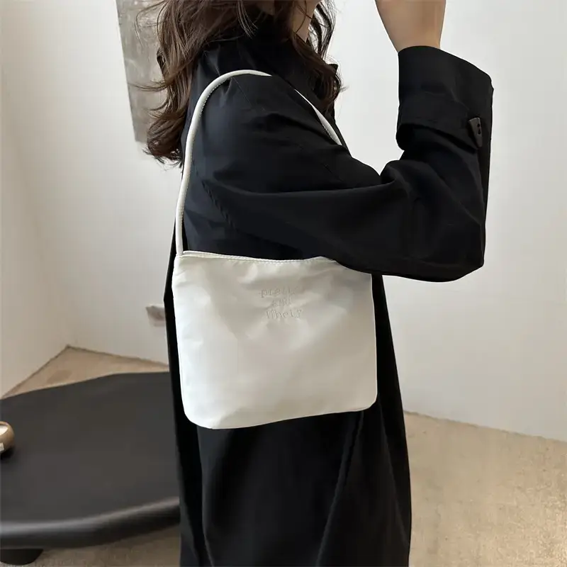 Women's Black Shoulder Bag with Warm Wool Top