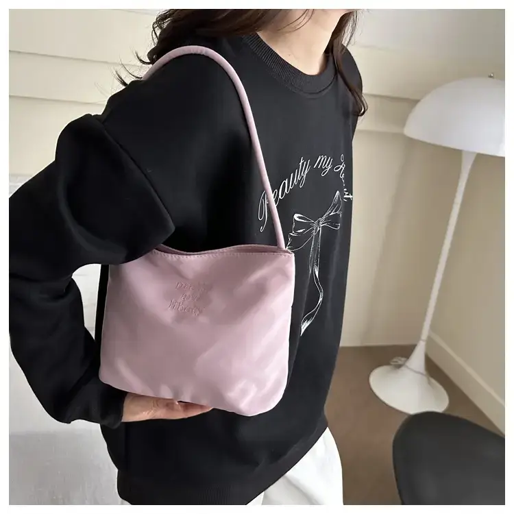 Women's Black Shoulder Bag with Warm Wool Top — feature 10