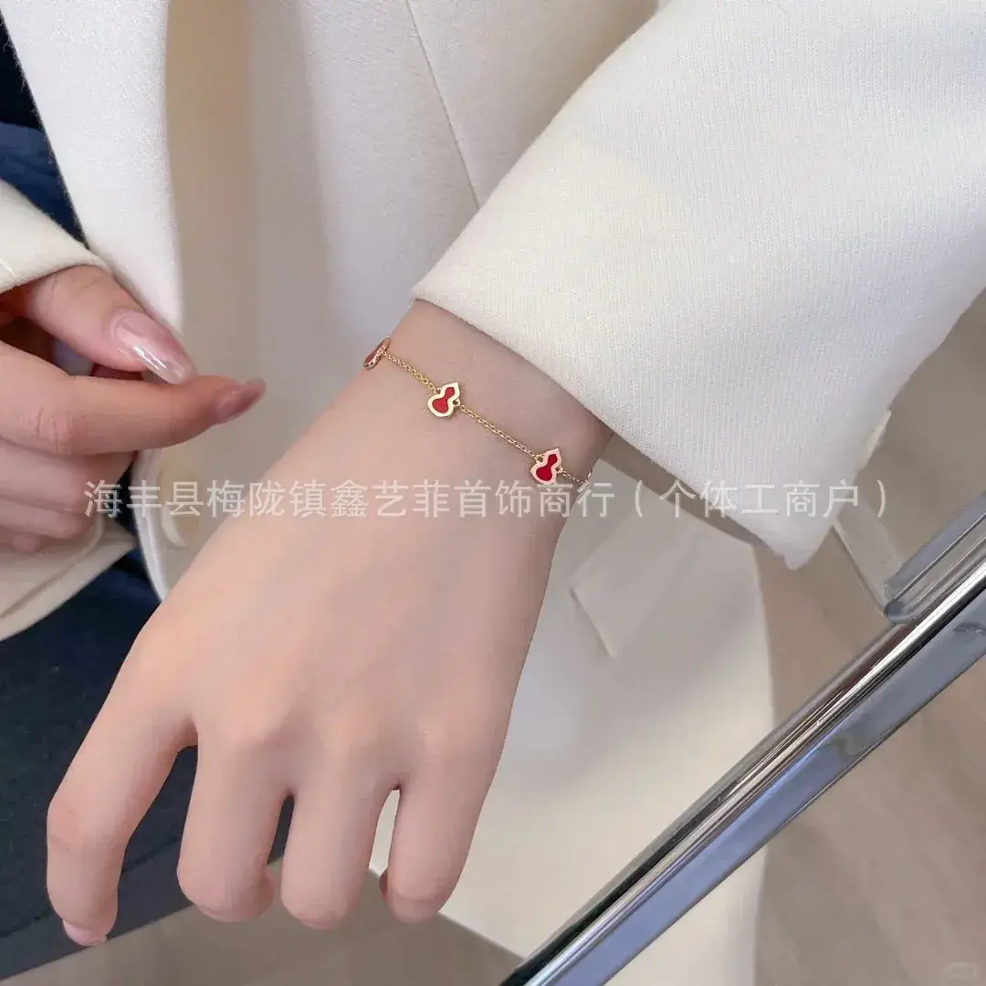 Qijia S925 Sterling Silver Gourd Bracelet with Hollow Diamond Inlay for Women