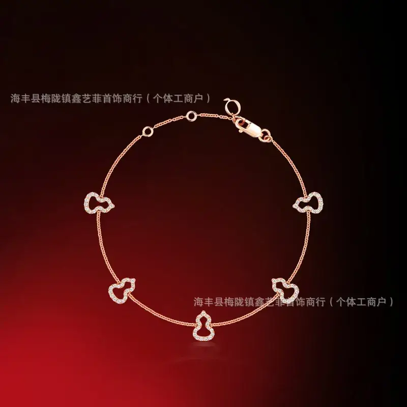 Qijia S925 Sterling Silver Gourd Bracelet with Hollow Diamond Inlay for Women