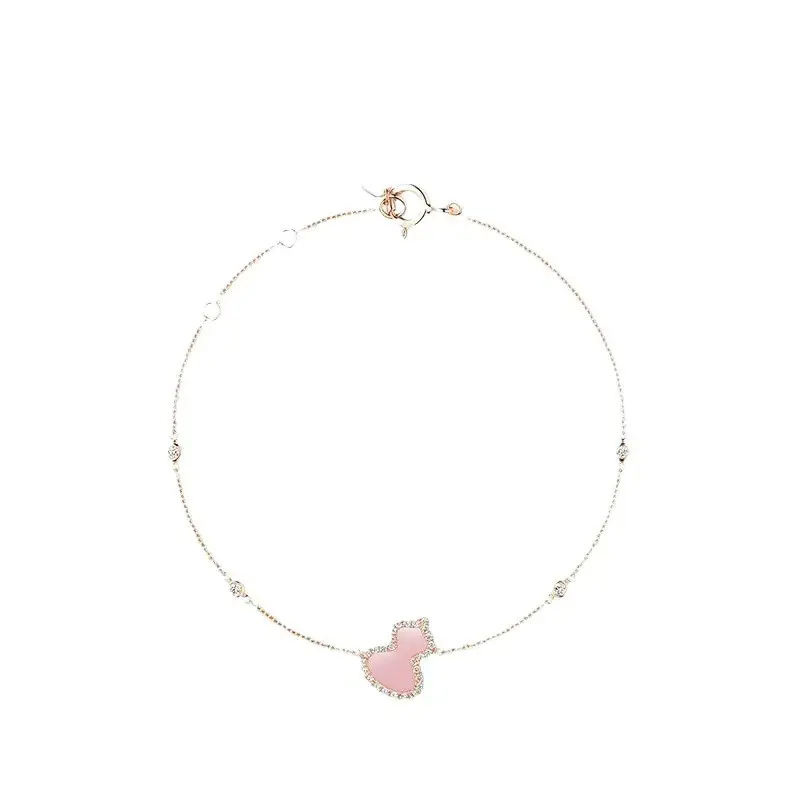 Qijia S925 Sterling Silver Gourd Bracelet with Hollow Diamond Inlay for Women