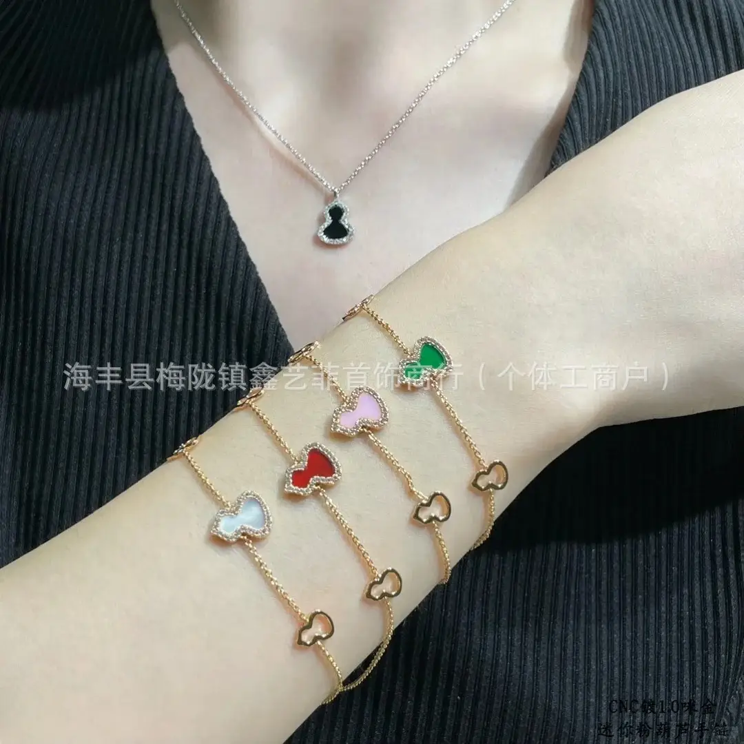Qijia S925 Sterling Silver Gourd Bracelet with Hollow Diamond Inlay for Women — feature 3