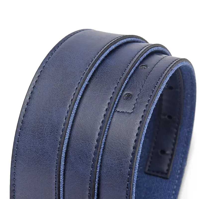 Men's Blue Faux Leather Pin Buckle Belt