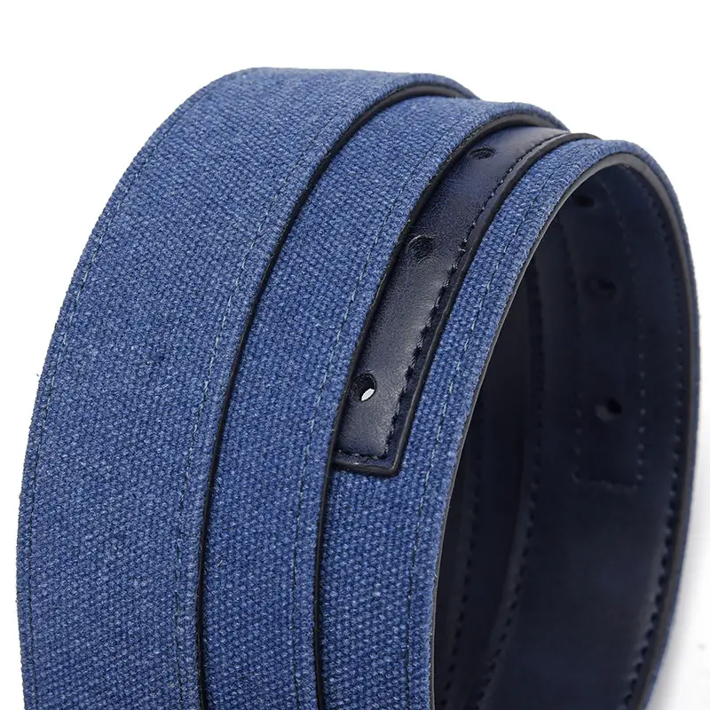 Men's Blue Faux Leather Pin Buckle Belt