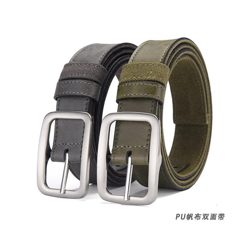 Men's Blue Faux Leather Pin Buckle Belt — feature 1