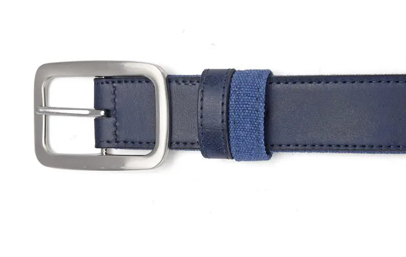 Men's Blue Faux Leather Pin Buckle Belt — feature 11
