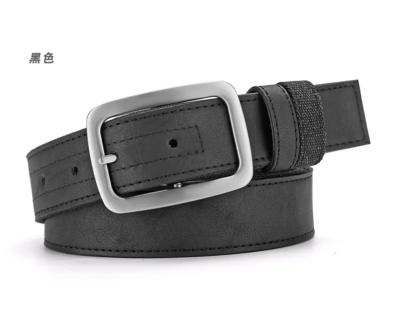 Men's Blue Faux Leather Pin Buckle Belt — feature 2