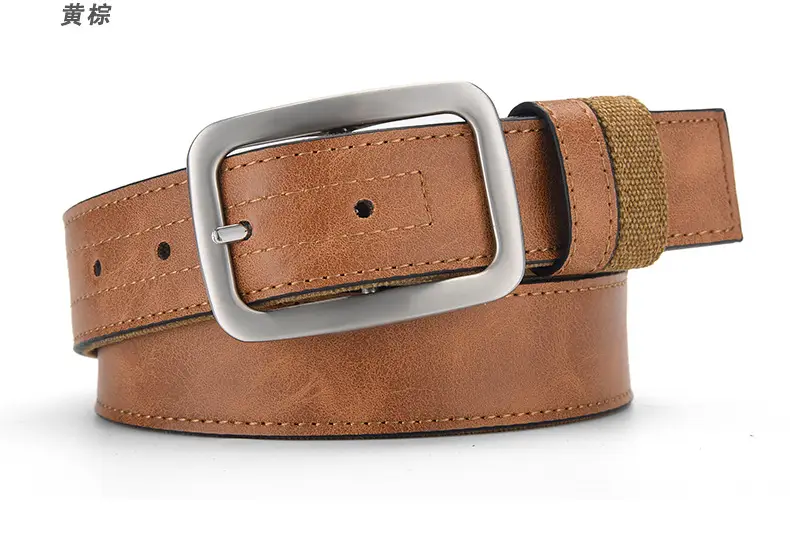 Men's Blue Faux Leather Pin Buckle Belt — feature 6