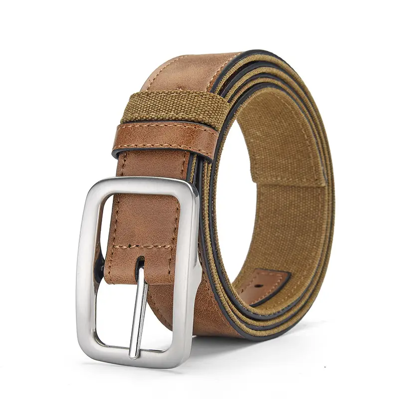 Men's Blue Faux Leather Pin Buckle Belt