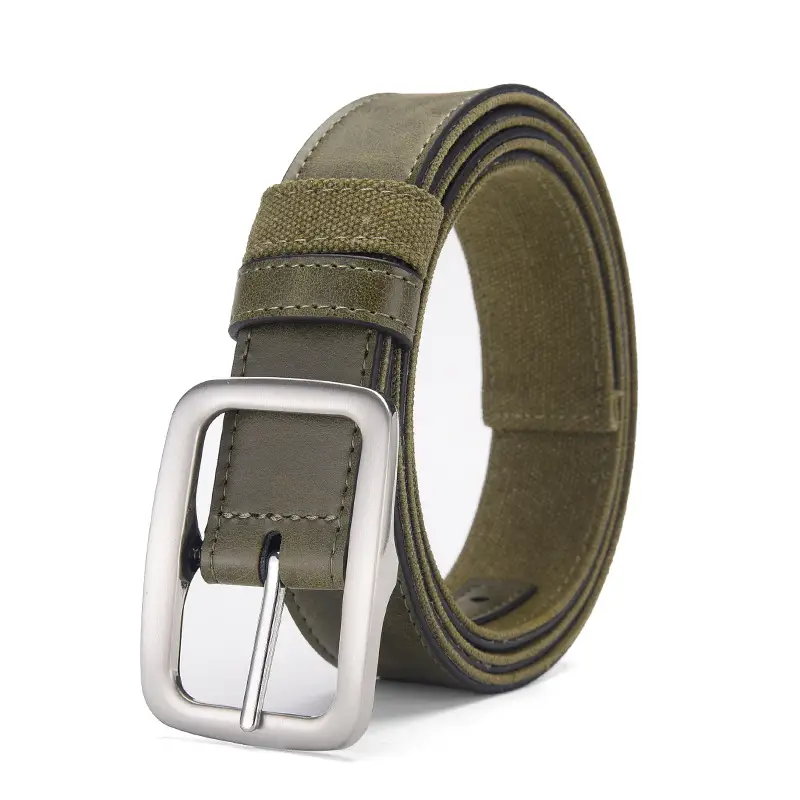 Men's Blue Faux Leather Pin Buckle Belt