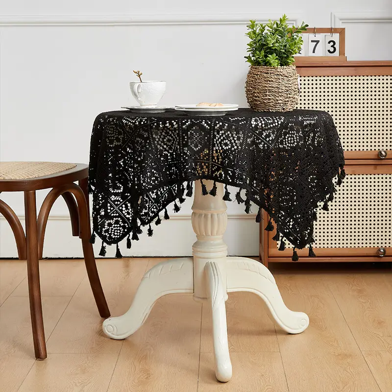 American Style Vintage Pastoral Hollow Crochet Tablecloth Rectangular Round Dining Table Coffee Table Tablecloth Cabinet Cover Towel Household