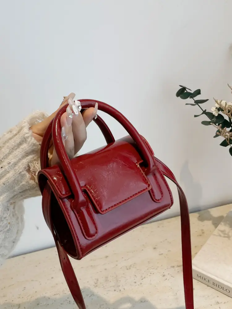 Red Leather Shoulder Messenger Bag for Women 2024 - Image 6