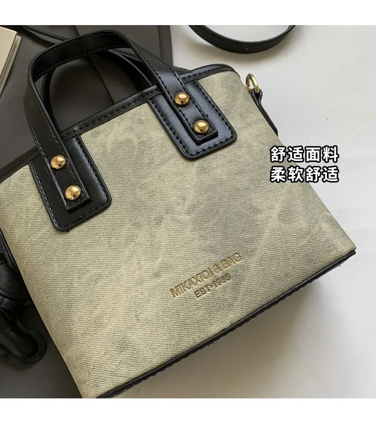 Cross-Border Women's Bucket Bag 2026 Grey Black Gold Chain — feature 3