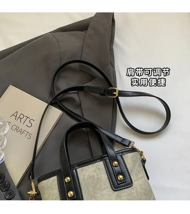 Cross-Border Women's Bucket Bag 2026 Grey Black Gold Chain — feature 5