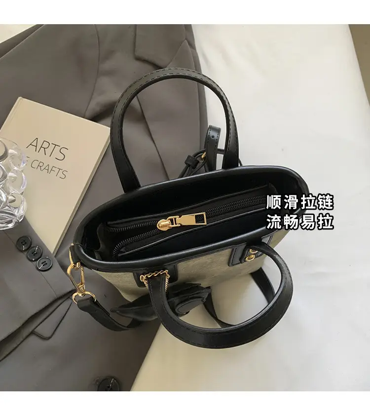 Cross-Border Women's Bucket Bag 2026 Grey Black Gold Chain — feature 7