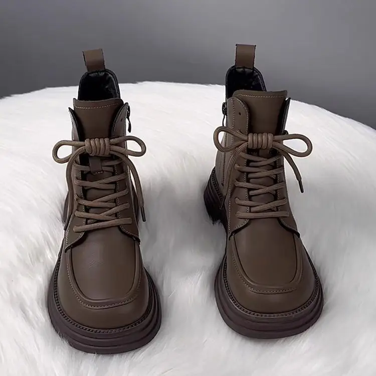 Women's Brown Fleece-Lined Warm Boots 2025