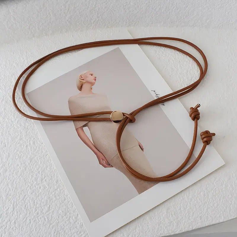 Women's White Leather Belted Summer Shirt Belt