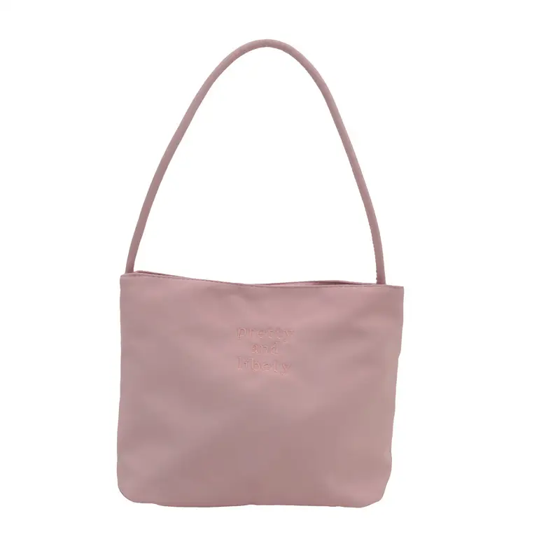 Pink Embroidered One-Shoulder Bucket Bag for Women - Image 11