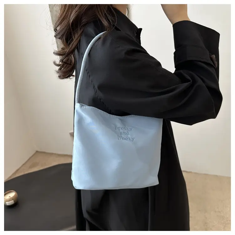 Pink Embroidered One-Shoulder Bucket Bag for Women — feature 10