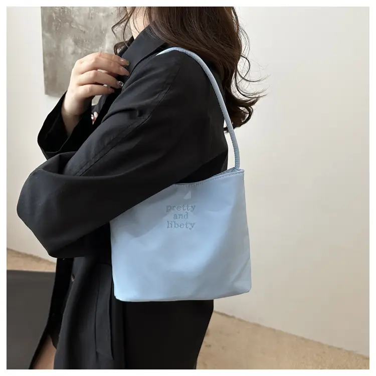 Pink Embroidered One-Shoulder Bucket Bag for Women — feature 11