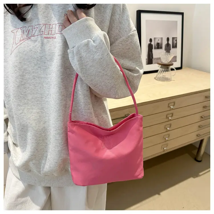 Pink Embroidered One-Shoulder Bucket Bag for Women — feature 18