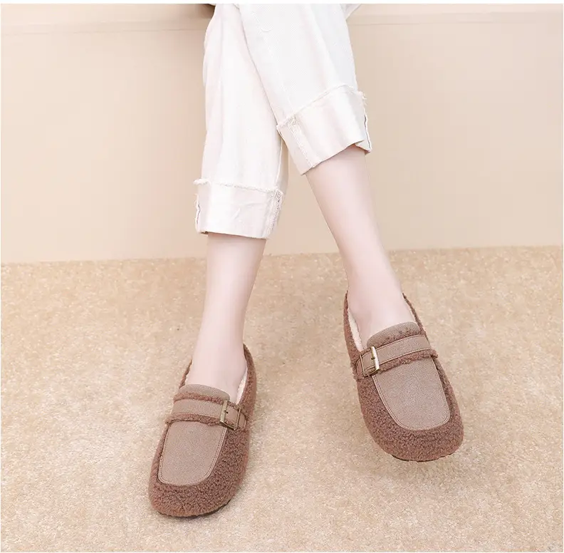 Autumn and Winter New Style Furry Shoes for Women, Flat-Soled Velvet Warm Loafers, Casual Slip-On Cotton Shoes for Women — feature 16