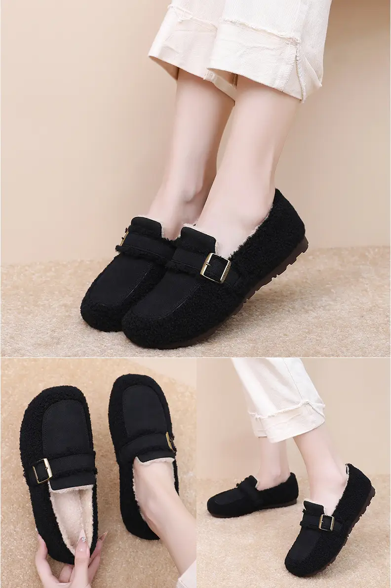 Autumn and Winter New Style Furry Shoes for Women, Flat-Soled Velvet Warm Loafers, Casual Slip-On Cotton Shoes for Women — feature 21