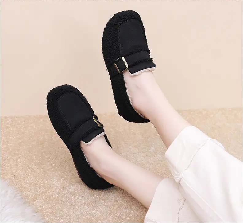Autumn and Winter New Style Furry Shoes for Women, Flat-Soled Velvet Warm Loafers, Casual Slip-On Cotton Shoes for Women — feature 24
