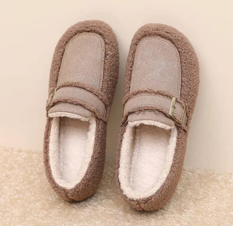 Autumn and Winter New Style Furry Shoes for Women, Flat-Soled Velvet Warm Loafers, Casual Slip-On Cotton Shoes for Women — feature 28