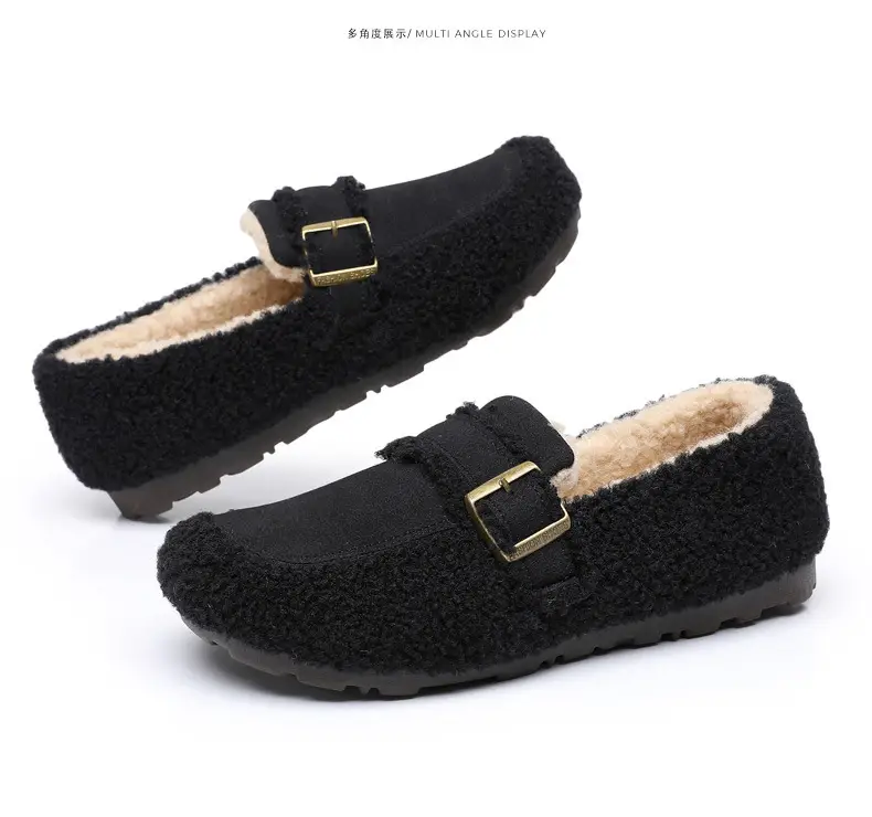 Autumn and Winter New Style Furry Shoes for Women, Flat-Soled Velvet Warm Loafers, Casual Slip-On Cotton Shoes for Women — feature 44