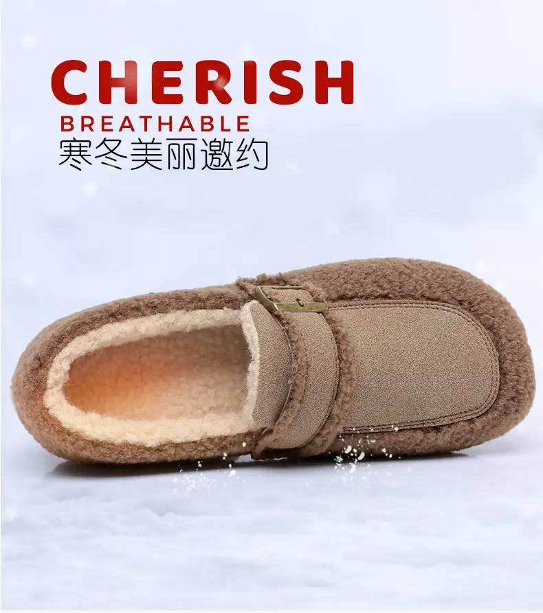 Autumn and Winter New Style Furry Shoes for Women, Flat-Soled Velvet Warm Loafers, Casual Slip-On Cotton Shoes for Women — feature 8