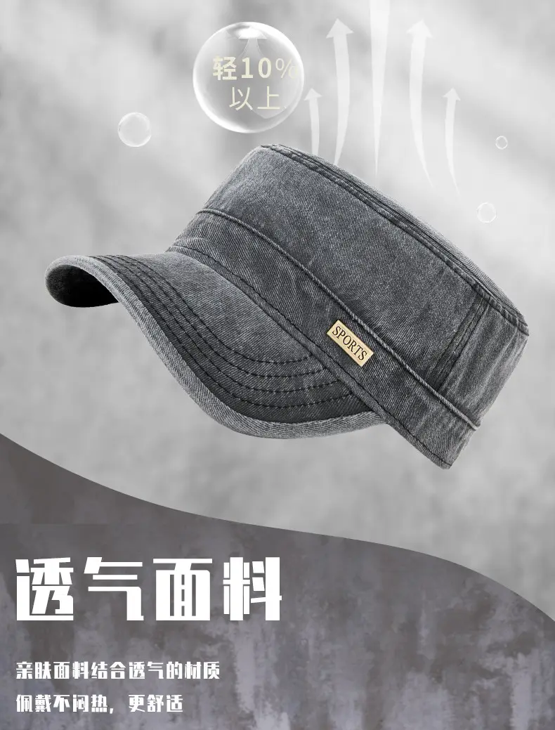 Men's Grey Washed Metal Logo Cap Windproof Winter — feature 10