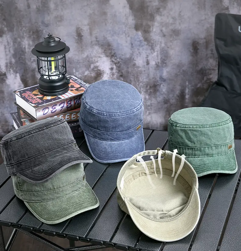 Men's Grey Washed Metal Logo Cap Windproof Winter — feature 11