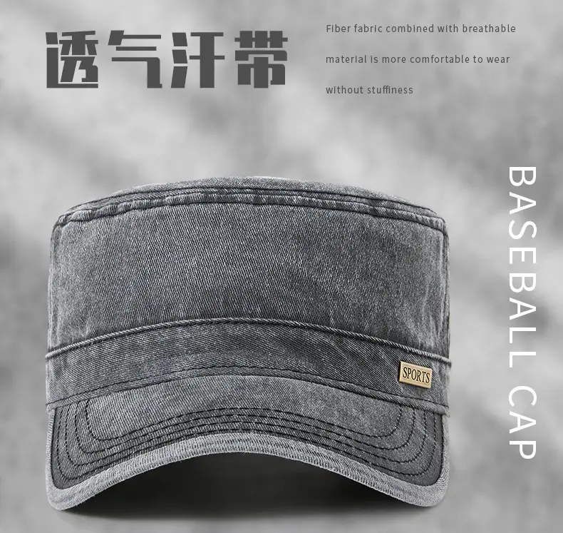 Men's Grey Washed Metal Logo Cap Windproof Winter — feature 13