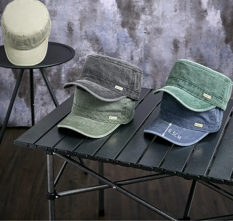 Men's Grey Washed Metal Logo Cap Windproof Winter — feature 15
