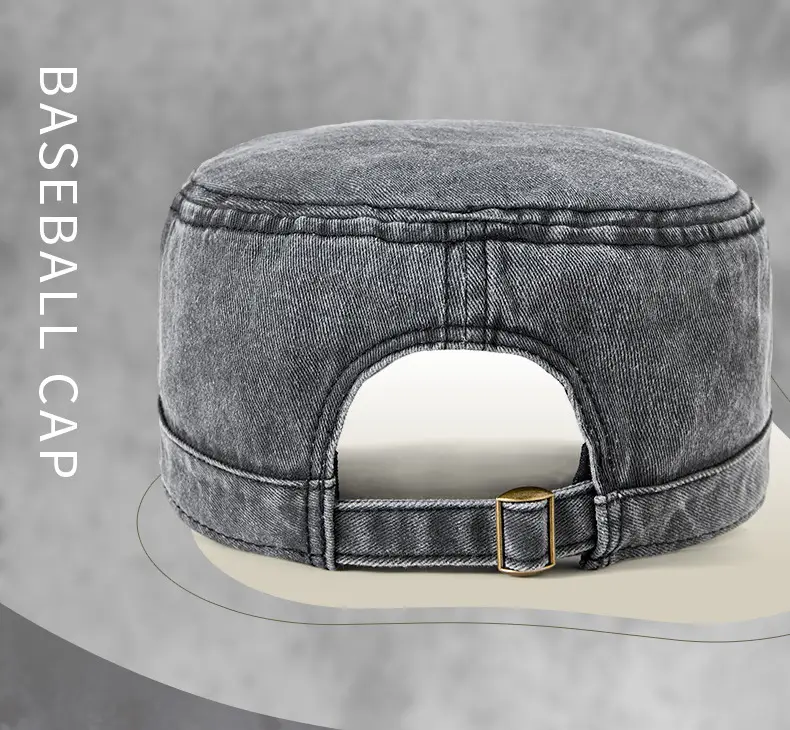 Men's Grey Washed Metal Logo Cap Windproof Winter — feature 16
