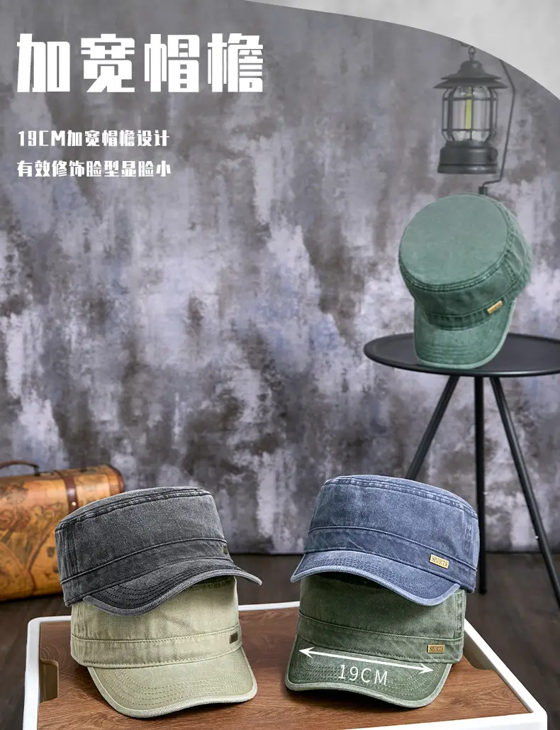 Men's Grey Washed Metal Logo Cap Windproof Winter — feature 17
