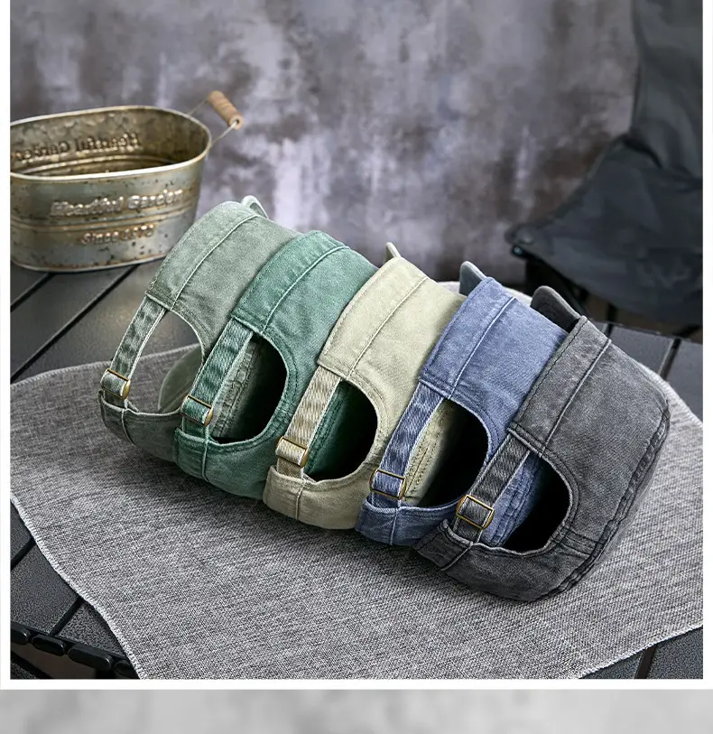Men's Grey Washed Metal Logo Cap Windproof Winter — feature 21