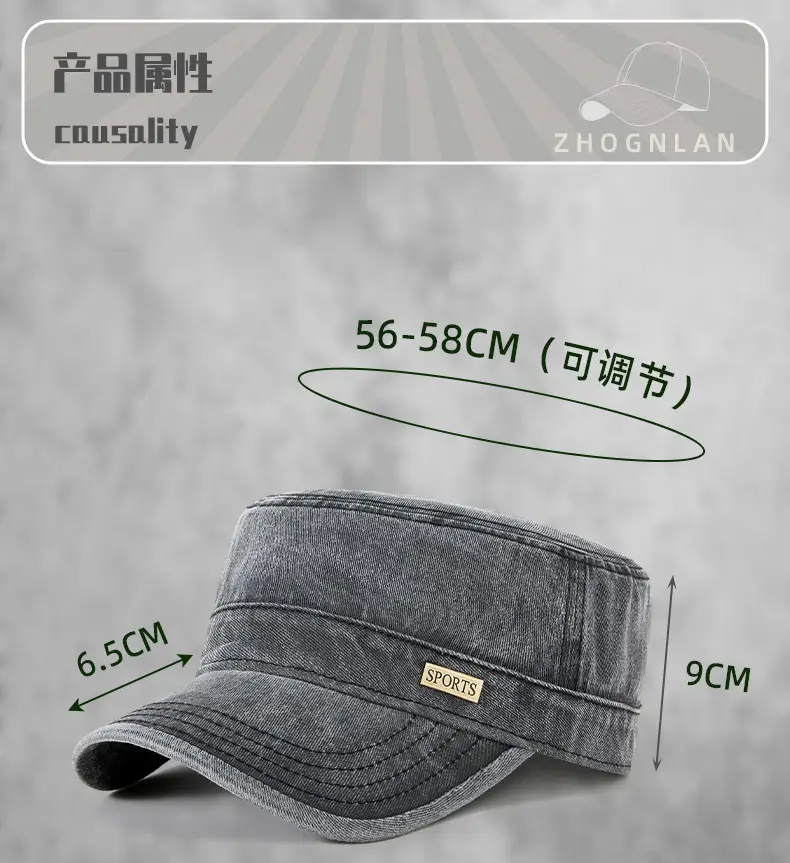Men's Grey Washed Metal Logo Cap Windproof Winter — feature 22