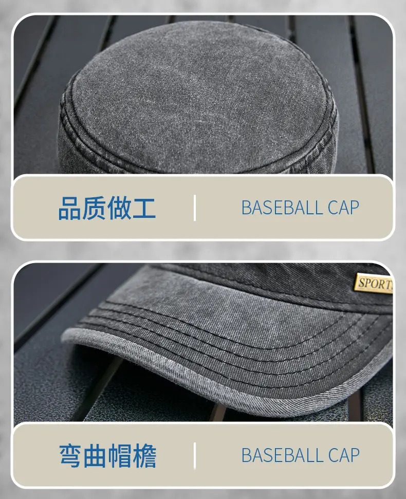Men's Grey Washed Metal Logo Cap Windproof Winter — feature 29