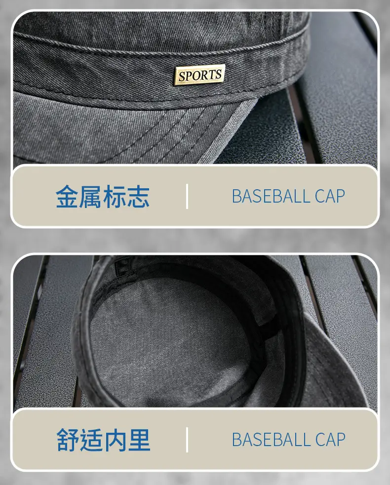 Men's Grey Washed Metal Logo Cap Windproof Winter — feature 30